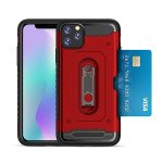 Wholesale iPhone 11 Pro Max (6.5in) Rugged Kickstand Armor Case with Card Slot (Red)